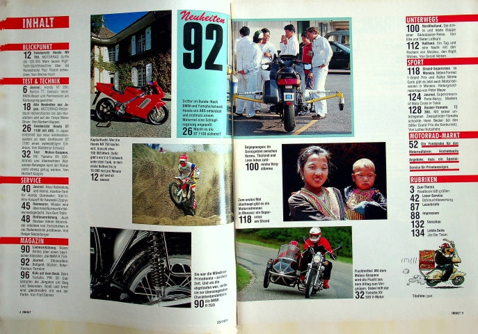 Inhaltsverzeichnis Motorrad 25/1991