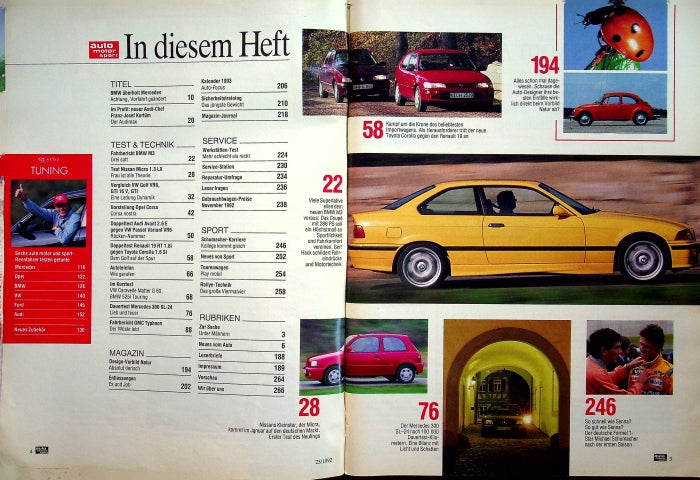 Inhaltsverzeichnis Auto Motor und Sport 25/1992