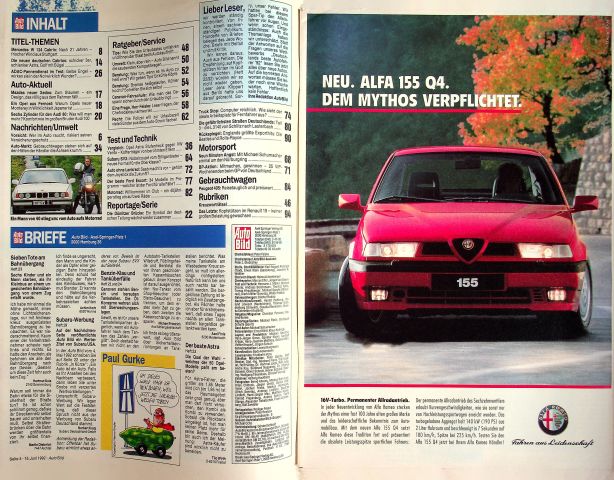Inhaltsverzeichnis Auto Bild 25/1992