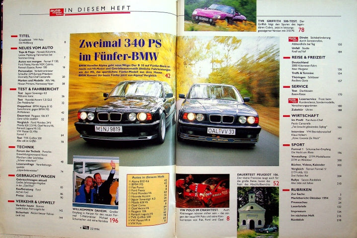 Inhaltsverzeichnis Auto Motor und Sport 25/1994