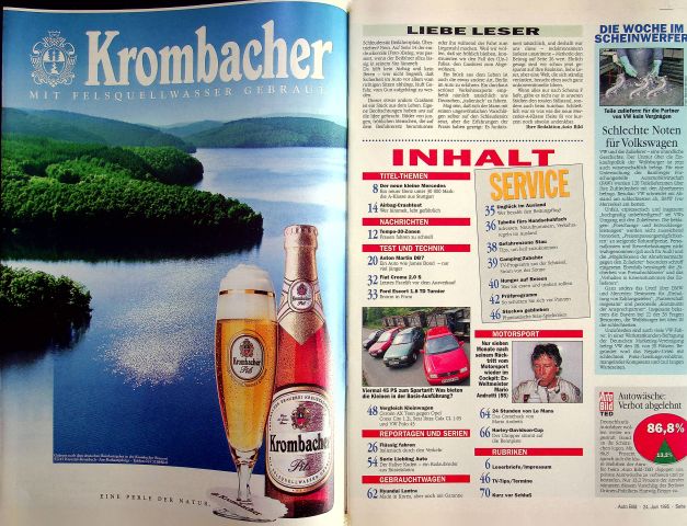 Inhaltsverzeichnis Auto Bild 25/1995