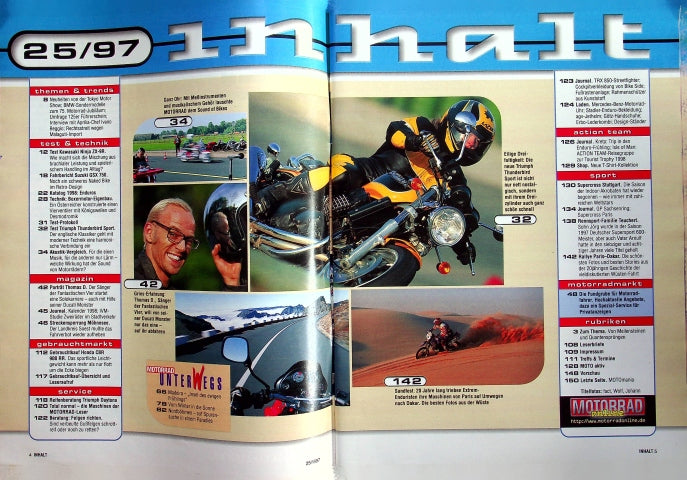 Inhaltsverzeichnis Motorrad 25/1997