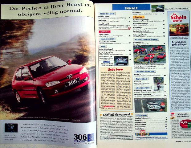 Inhaltsverzeichnis Auto Bild 25/1997