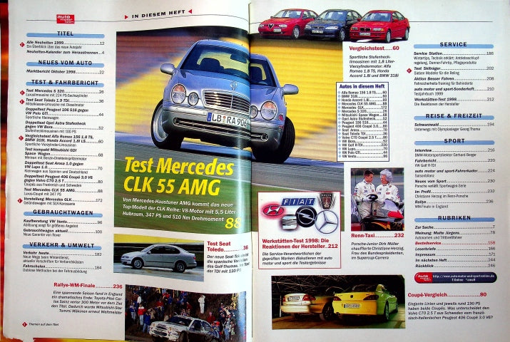 Inhaltsverzeichnis Auto Motor und Sport 25/1998
