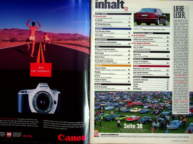 Inhaltsverzeichnis Auto Bild 25/1999