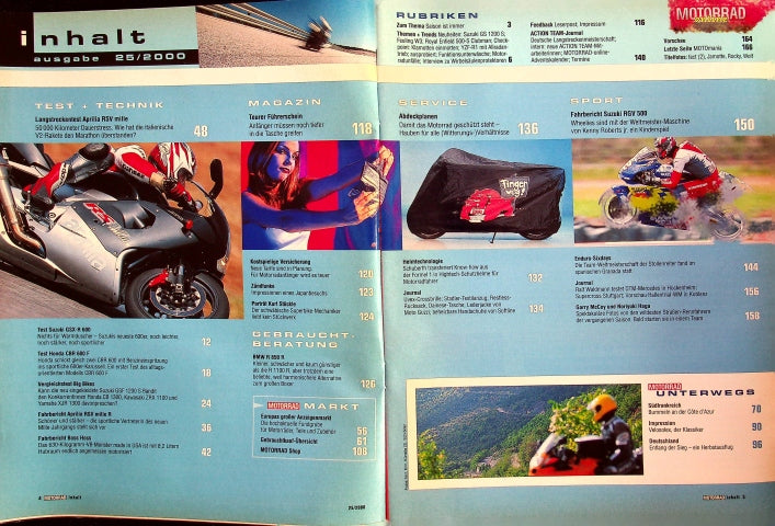 Inhaltsverzeichnis Motorrad 25/2000