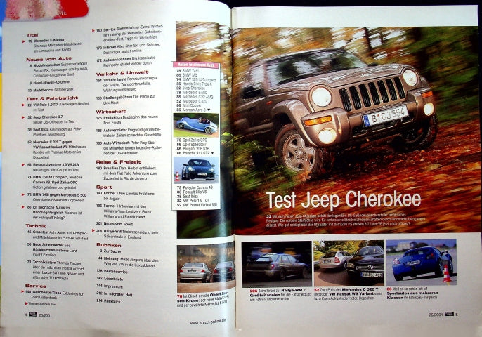 Inhaltsverzeichnis Auto Motor und Sport 25/2001