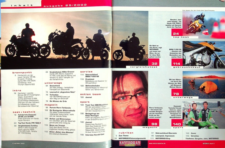 Inhaltsverzeichnis Motorrad 25/2002