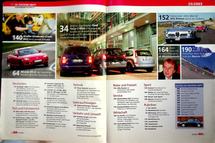 Inhaltsverzeichnis Auto Motor und Sport 25/2003