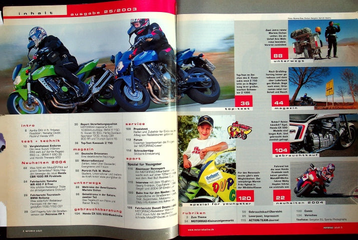 Inhaltsverzeichnis Motorrad 25/2003