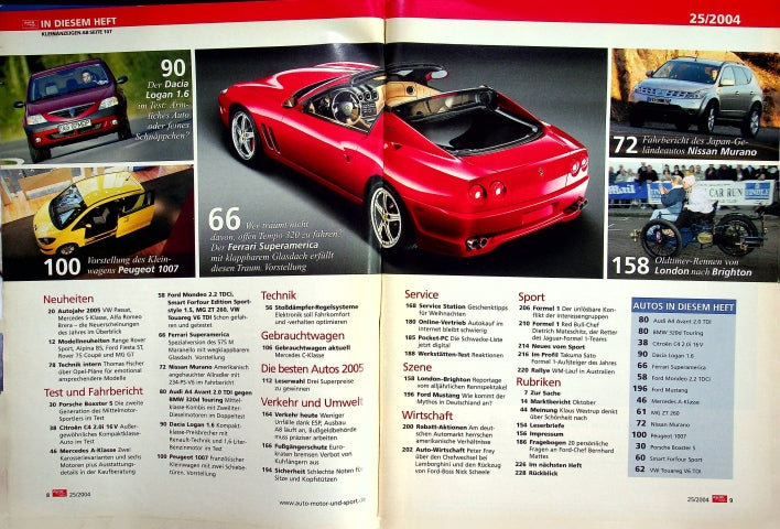 Inhaltsverzeichnis Auto Motor und Sport 25/2004