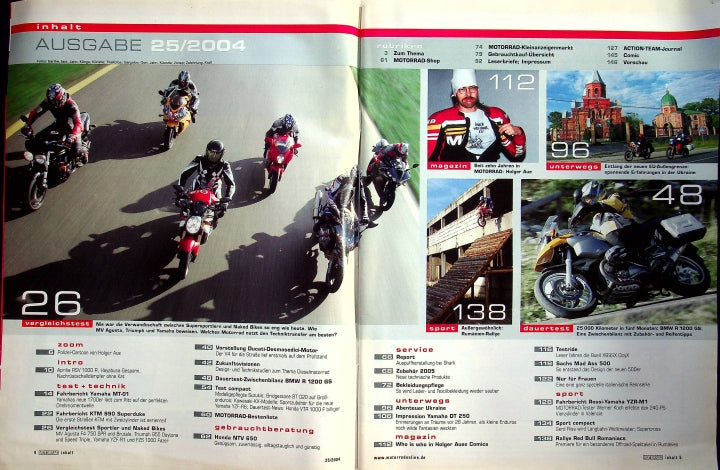 Inhaltsverzeichnis Motorrad 25/2004