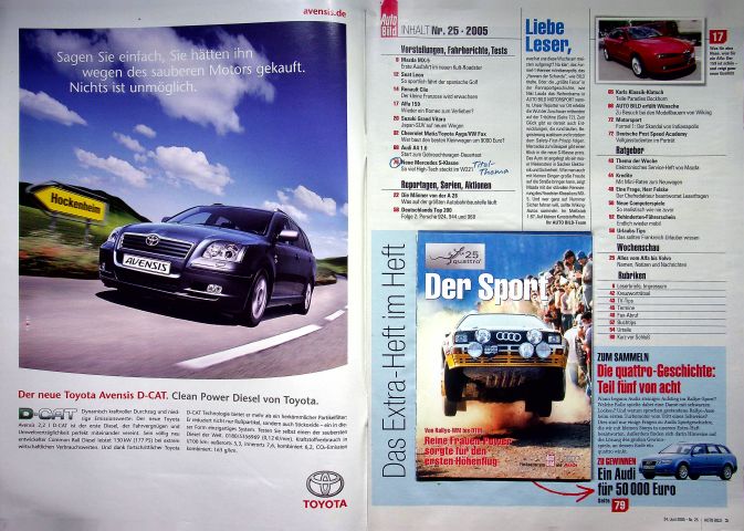 Inhaltsverzeichnis Auto Bild 25/2005