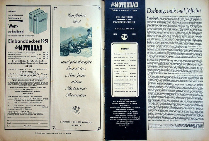 Inhaltsverzeichnis Motorrad 26/1951
