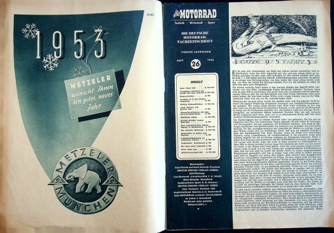 Inhaltsverzeichnis Motorrad 26/1952