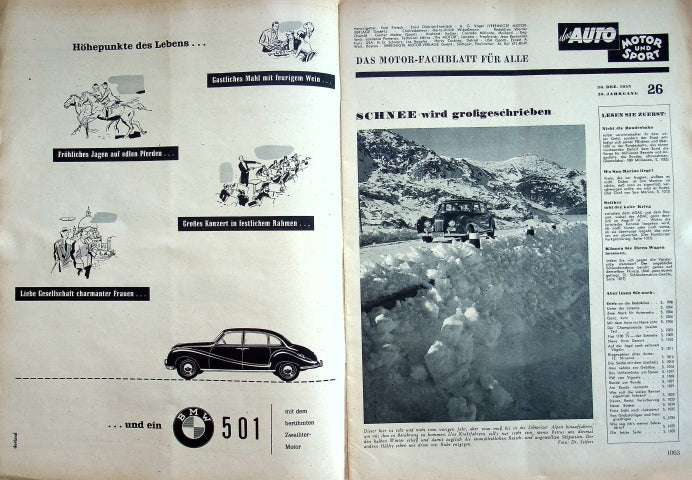 Inhaltsverzeichnis Auto Motor und Sport 26/1953