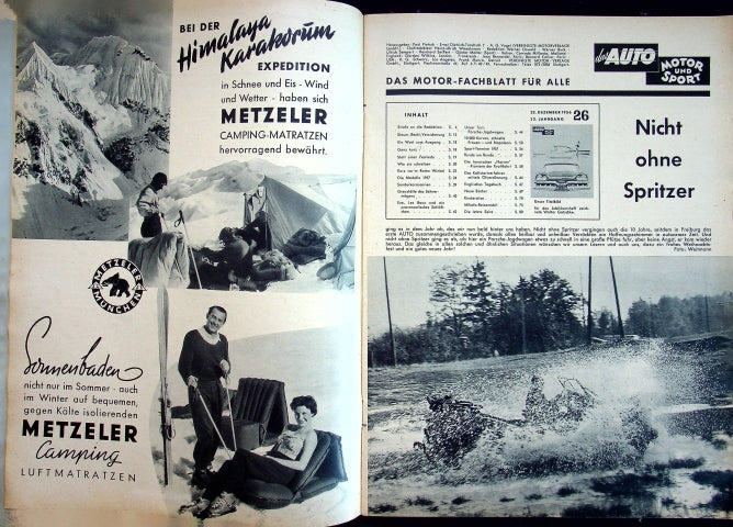 Inhaltsverzeichnis Auto Motor und Sport 26/1956