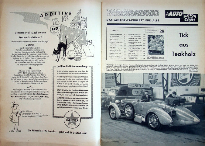 Inhaltsverzeichnis Auto Motor und Sport 26/1957