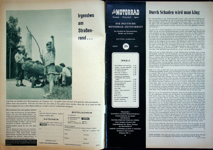 Inhaltsverzeichnis Motorrad 26/1957