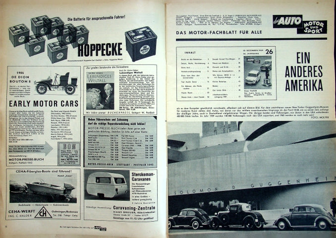 Inhaltsverzeichnis Auto Motor und Sport 26/1959