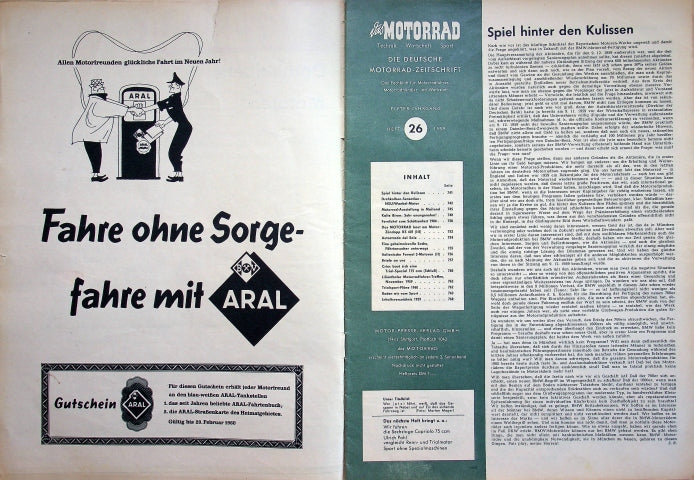 Inhaltsverzeichnis Motorrad 26/1959