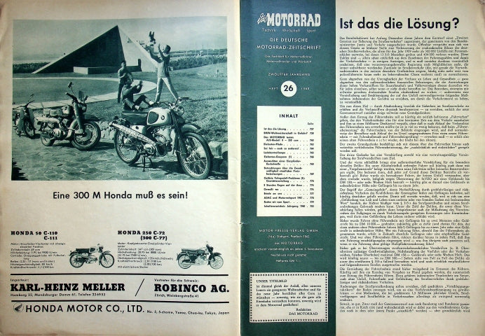 Inhaltsverzeichnis Motorrad 26/1960