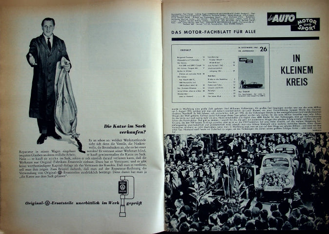 Inhaltsverzeichnis Auto Motor und Sport 26/1961