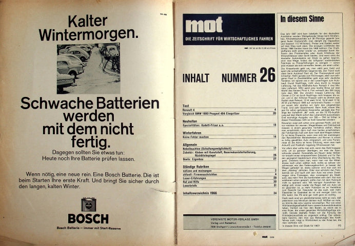 Inhaltsverzeichnis MOT 26/1966