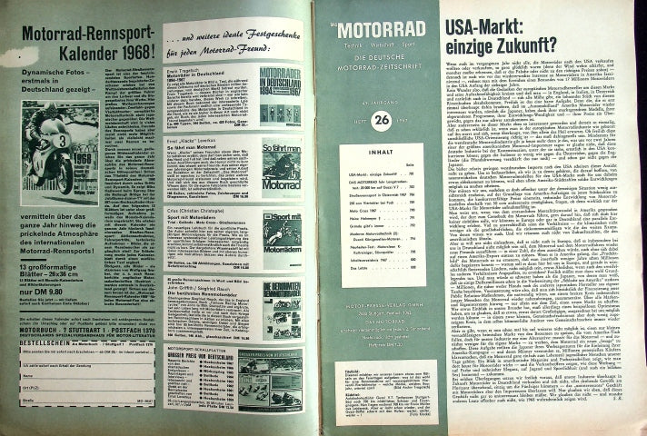 Inhaltsverzeichnis Motorrad 26/1967