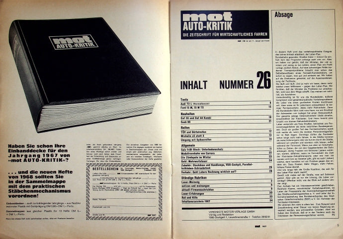 Inhaltsverzeichnis MOT 26/1967