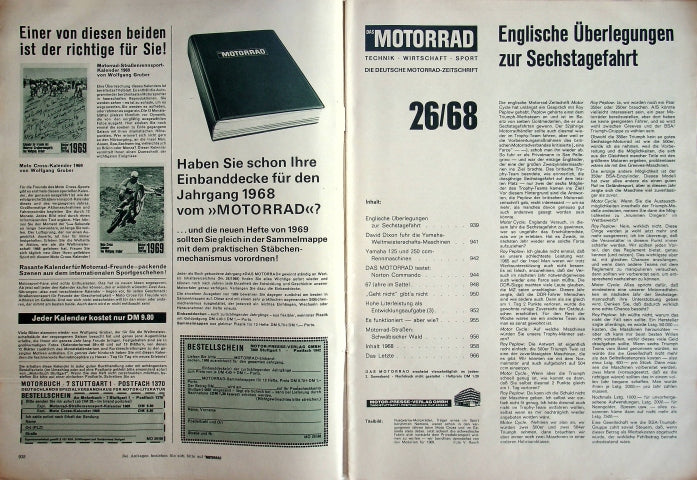 Inhaltsverzeichnis Motorrad 26/1968