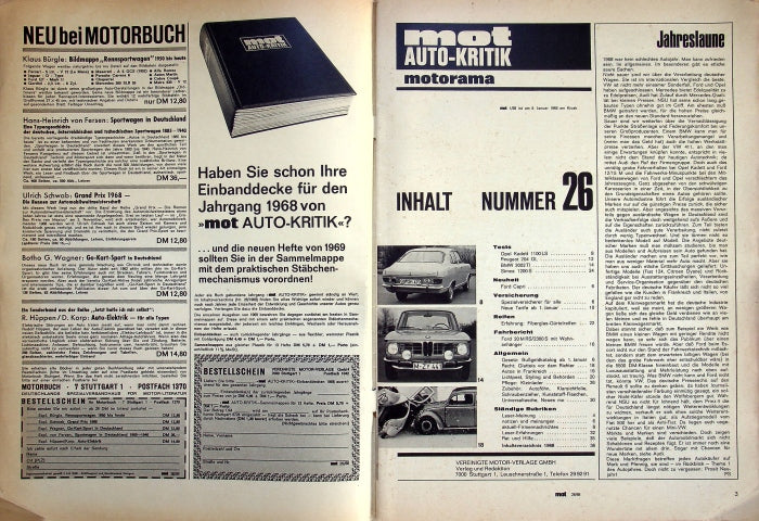Inhaltsverzeichnis MOT 26/1968