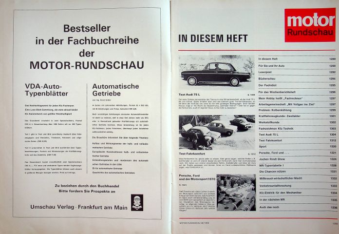 Inhaltsverzeichnis Motor Rundschau 26/1969