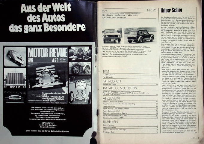 Inhaltsverzeichnis MOT 26/1970