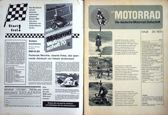 Inhaltsverzeichnis Motorrad 26/1970