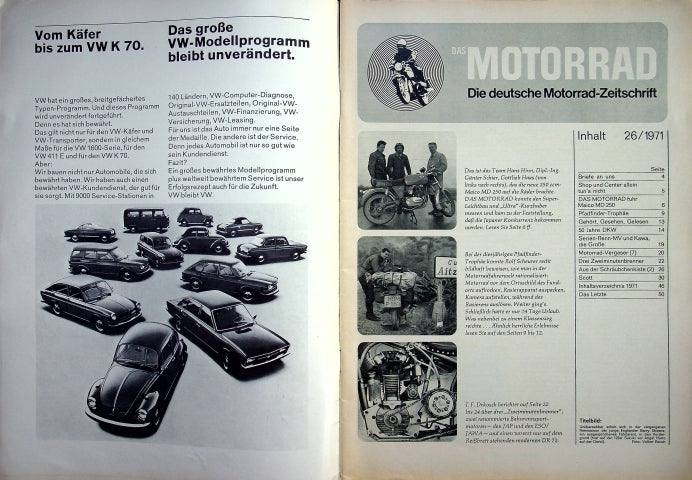 Inhaltsverzeichnis Motorrad 26/1971
