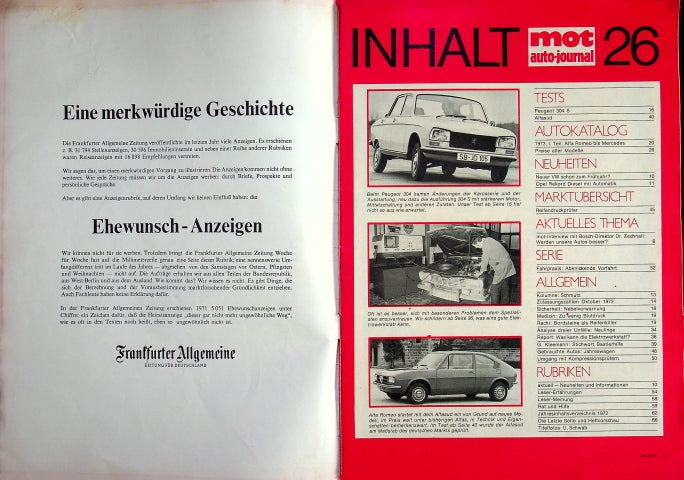Inhaltsverzeichnis MOT 26/1972