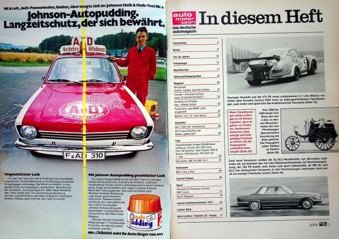 Inhaltsverzeichnis Auto Motor und Sport 26/1974