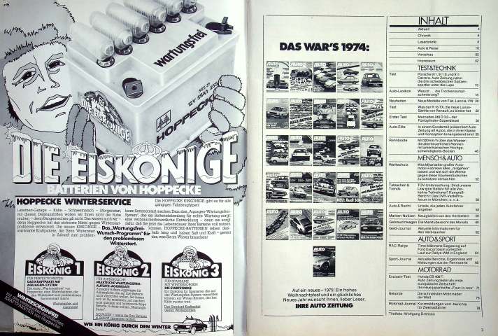 Inhaltsverzeichnis Autozeitung 26/1974