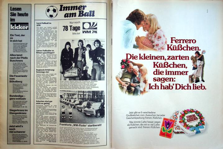 Inhaltsverzeichnis Kicker 26/1974