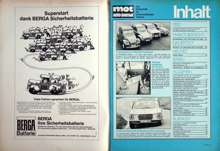 Inhaltsverzeichnis MOT 26/1974