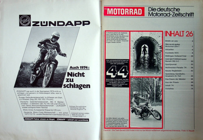 Inhaltsverzeichnis Motorrad 26/1974