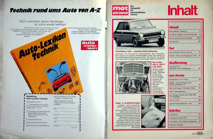 Inhaltsverzeichnis MOT 26/1975
