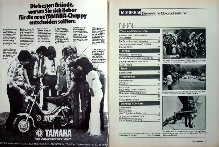 Inhaltsverzeichnis Motorrad 26/1975