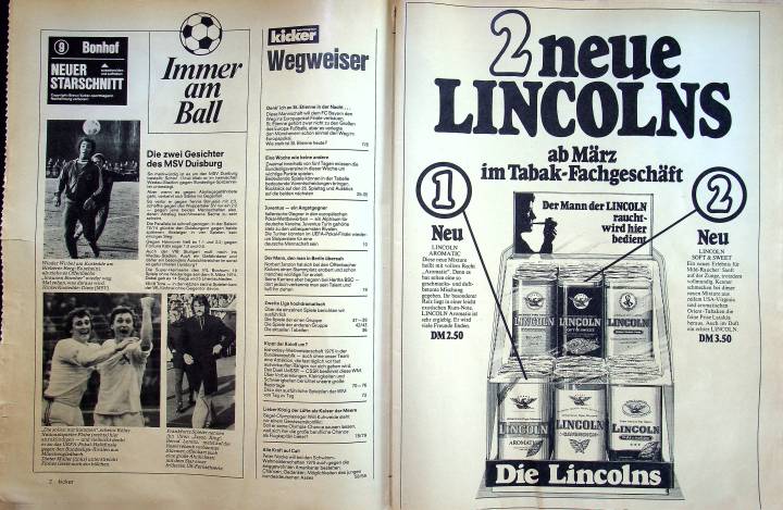 Inhaltsverzeichnis Kicker 26/1975