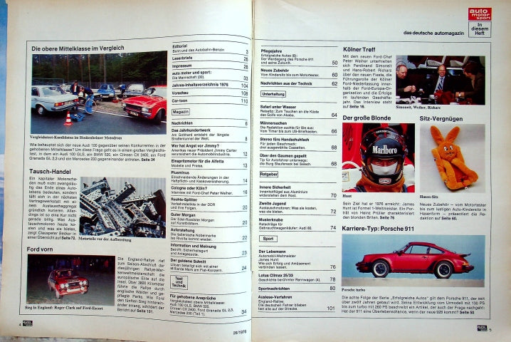 Inhaltsverzeichnis Auto Motor und Sport 26/1976