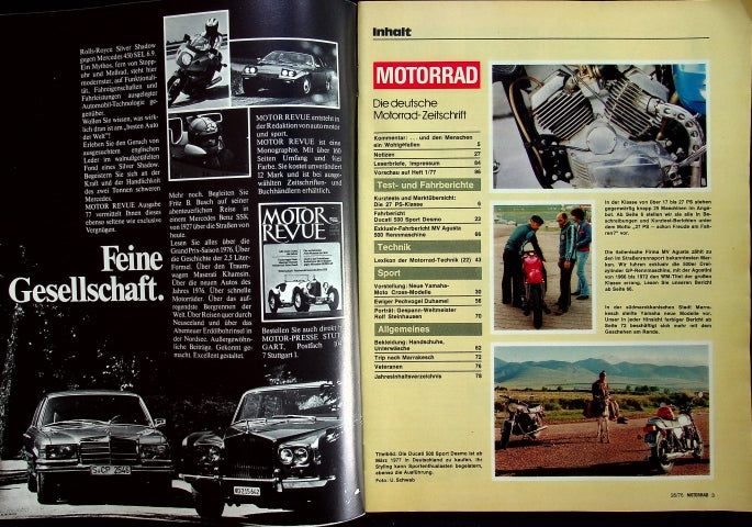 Inhaltsverzeichnis Motorrad 26/1976