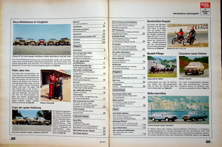 Inhaltsverzeichnis Auto Motor und Sport 26/1977