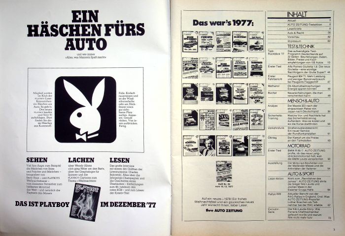 Inhaltsverzeichnis Autozeitung 26/1977