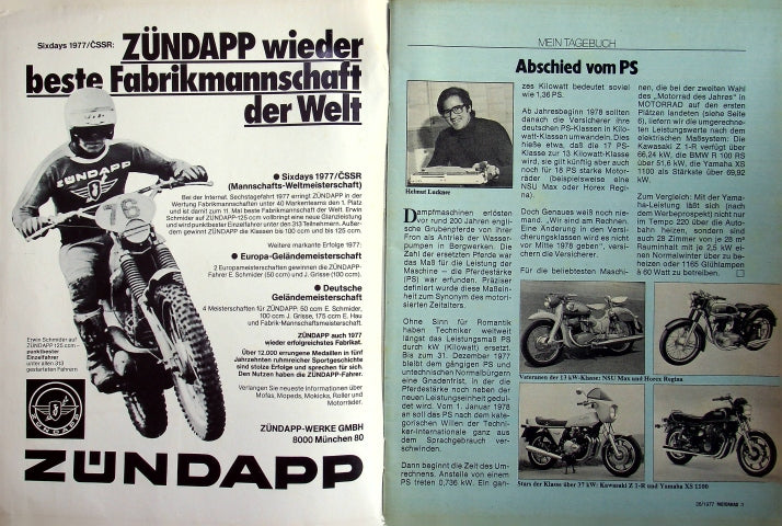 Inhaltsverzeichnis Motorrad 26/1977